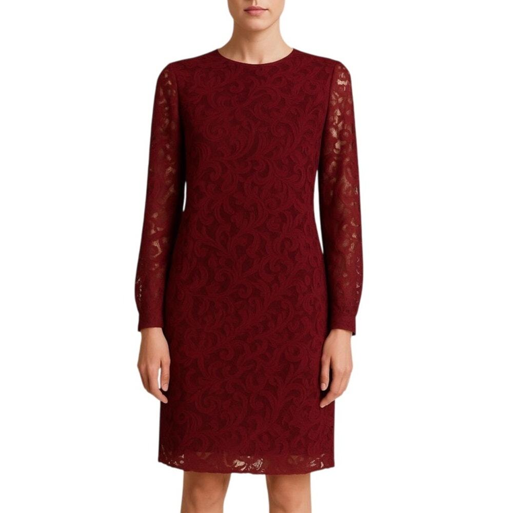 Max Mara Esordio Lace Dress Burgundy Size 4 NWT Timeless Quiet Luxury Designer